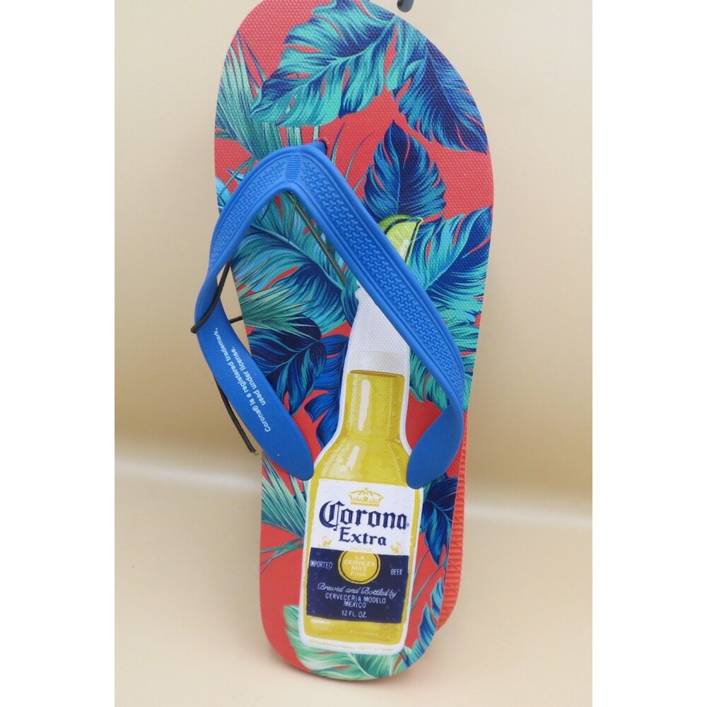 Bioworld Men's Corona Flip Flops Size 10 Tropical Floral Print
